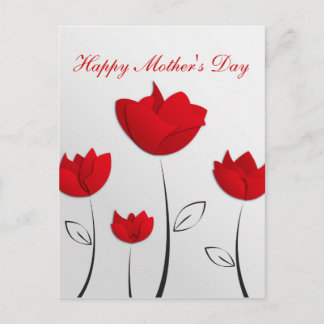Carte Postale Bonne fête des mères Fleurs rouges