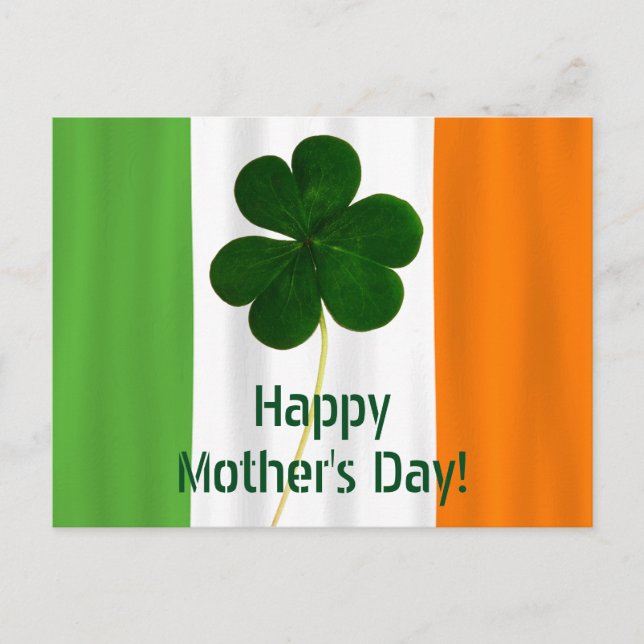 Carte Postale Bonne fête des mères Irlande Shamrock du drapeau i (Devant)