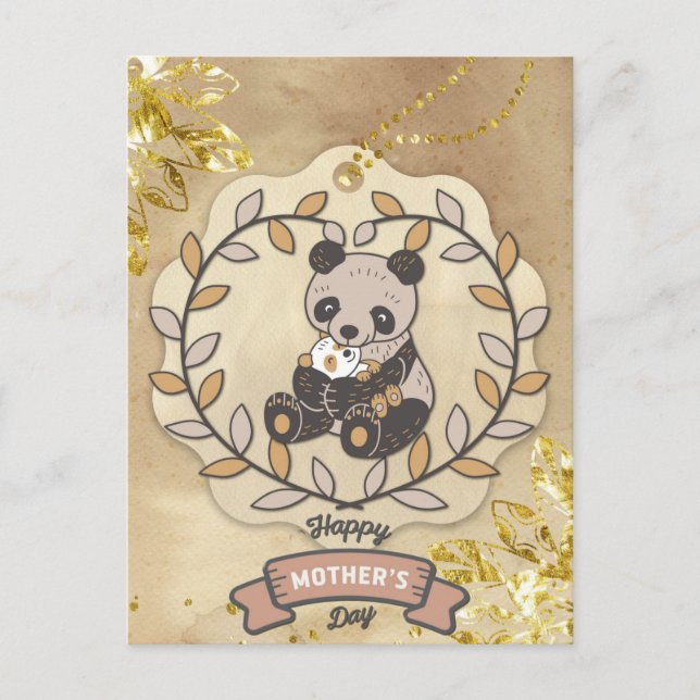 Carte Postale Bonne fête des mères mignonne amusant Panda Bear (Devant)