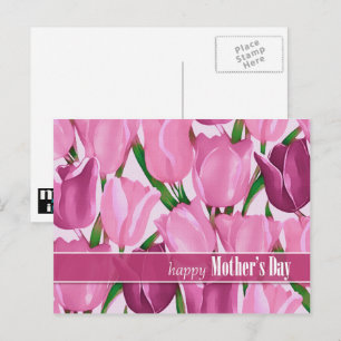 Carte Postale Bonne fête des mères. Peinture des tulipes printan