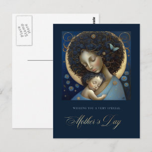 Carte Postale Bonne fête des mères. Peinture sur la mère et l'en