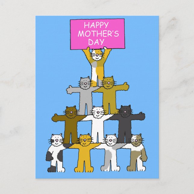 Carte Postale Bonne fête des mères pour l'Amoureux des chats. (Devant)