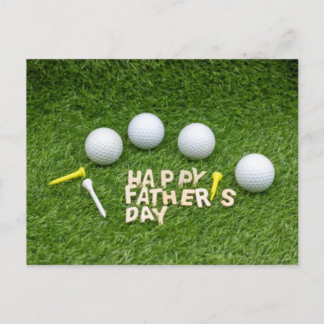 Carte Postale Bonne Fête des pères au Golfer avec balle de golf (Devant)