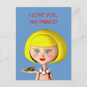 Carte Postale Bonne fille avec Prince de la grenouille