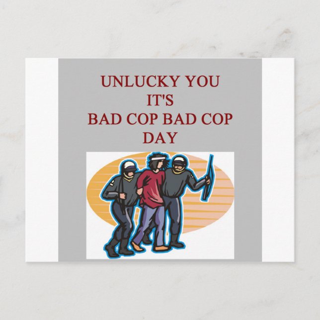 Carte Postale bonne flic mauvaise flic blague policière (Devant)