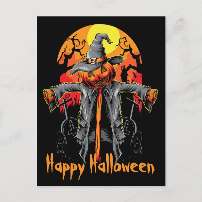 Carte Postale Bonne Halloween Scarecrow (Devant)