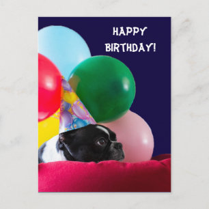 Carte Postale Bonne humeur de chien d'anniversaire avec des ball