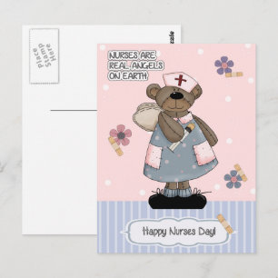Carte Postale Bonne Journée des infirmières. Angel de l'ours en 