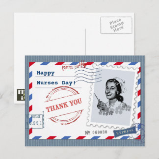 Carte Postale Bonne Journée des infirmières. Infirmière rétro