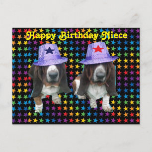 Carte postale Bonne nièce Anniversaire Basset Sta
