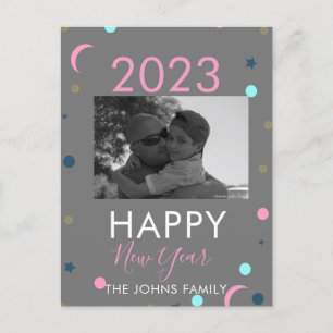 Carte Postale Bonne Nouvelle Année Pastel Confetti Photo