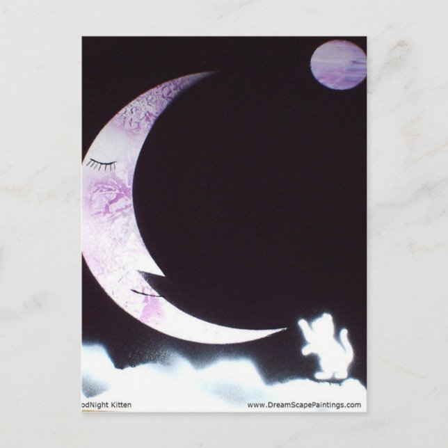 Carte Postale Bonne nuit chaton (Devant)