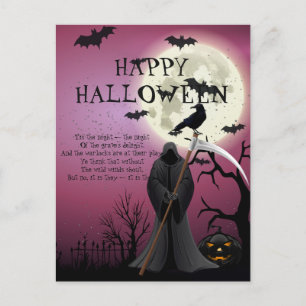 Carte Postale Bonne nuit Éffrayante violette Halloween Halloween