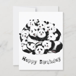 Carte Postale Bonne Pandas Funny Birthday Card
