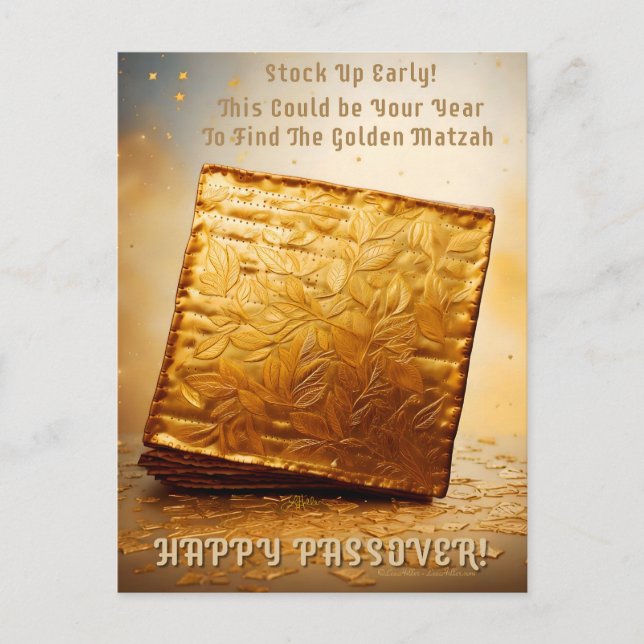 Carte Postale Bonne Pâque ! Golden Matzah (Devant)