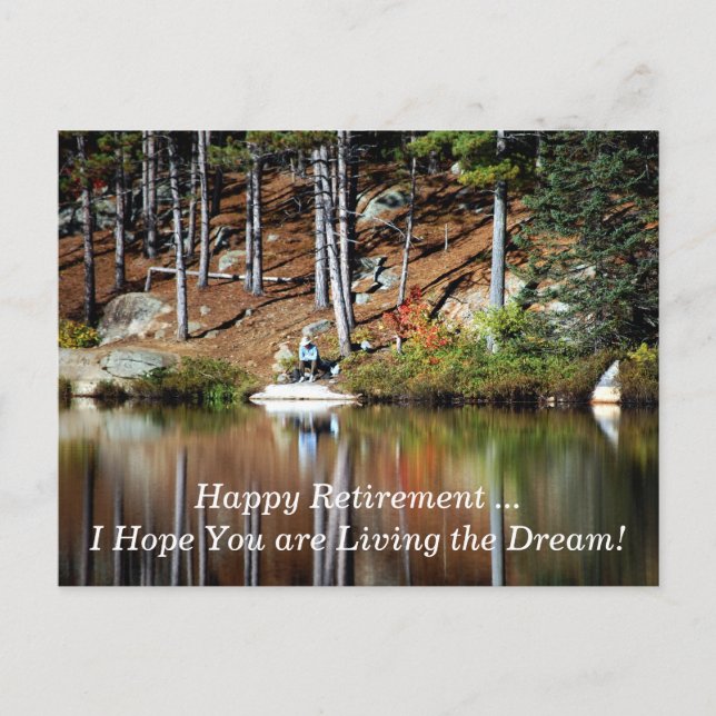 Carte Postale Bonne retraite Homme pacifique assis au bord d'un  (Devant)