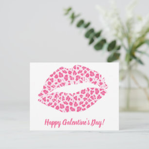 Carte Postale Bonne Saint-Galentin ! Baiser léopard rose