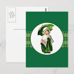 Carte Postale Bonne Saint Patrick. Vintage petite fille irlandai