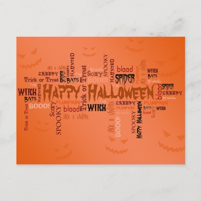 Carte Postale Bonne typographie d'Halloween (Devant)