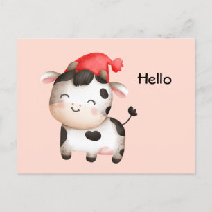 Carte Postale Bonne vache dans un Casquette rouge mignon