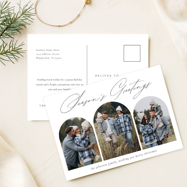 Carte Postale Bonnes Fêtes | Arc moderne 3 Photo Noël (Créateur téléchargé)