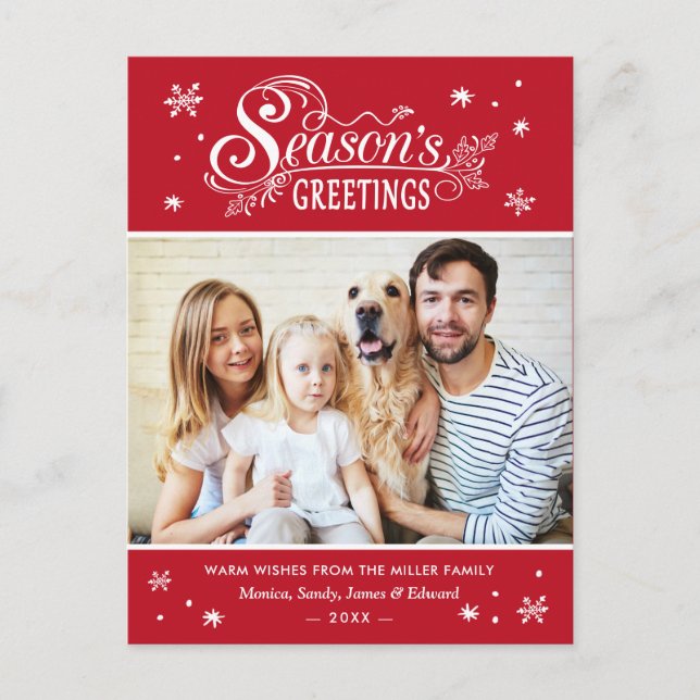Carte Postale Bonnes Fêtes classiques Photo de famille de Noël (Devant)
