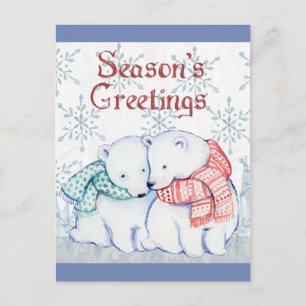 Carte Postale Bonnes Fêtes Ours polaires