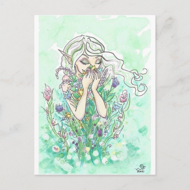 Carte Postale Bonnes senteurs Fleur Fleur Fée Imaginaire Art Imp (Devant)