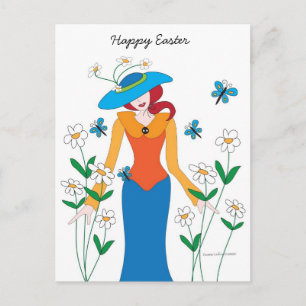 Carte postale Bonnet Bleu Fille Pâques