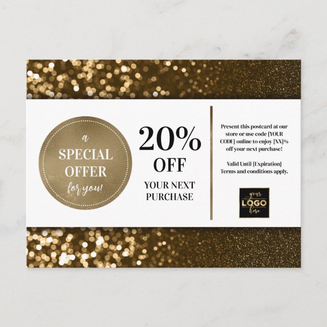 Carte Postale Bonnet de Parties scintillant Black Gold (Devant)