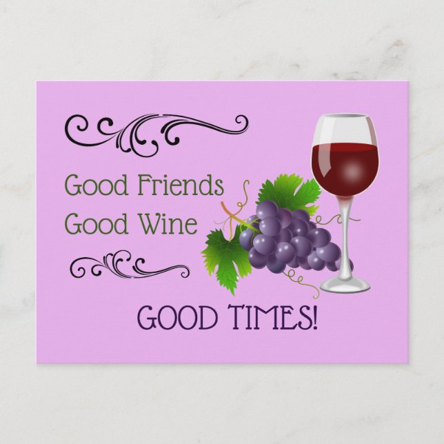 Carte Postale Bons amis, bon vin (Devant)