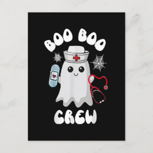 Carte Postale Boo Boo Crew Cute Nurse Ghost Funny Halloween