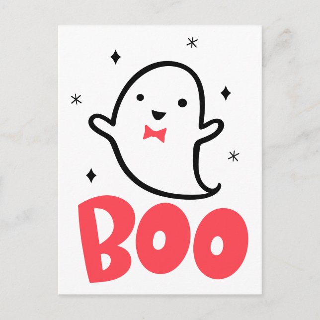 Carte Postale Boo Ghost, dessin à la main, (Devant)