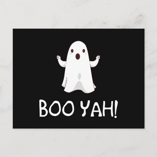Carte Postale Boo Yah Funny Fantôme d'Halloween (Devant)