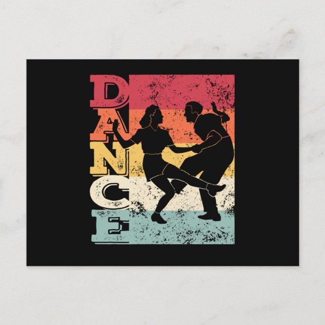 Carte Postale Boogie Woogie Swing Danser Couleurs rétro Vintage (Devant)
