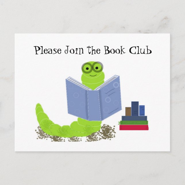 Carte Postale Bookworm - Book Club Invitation (Devant)