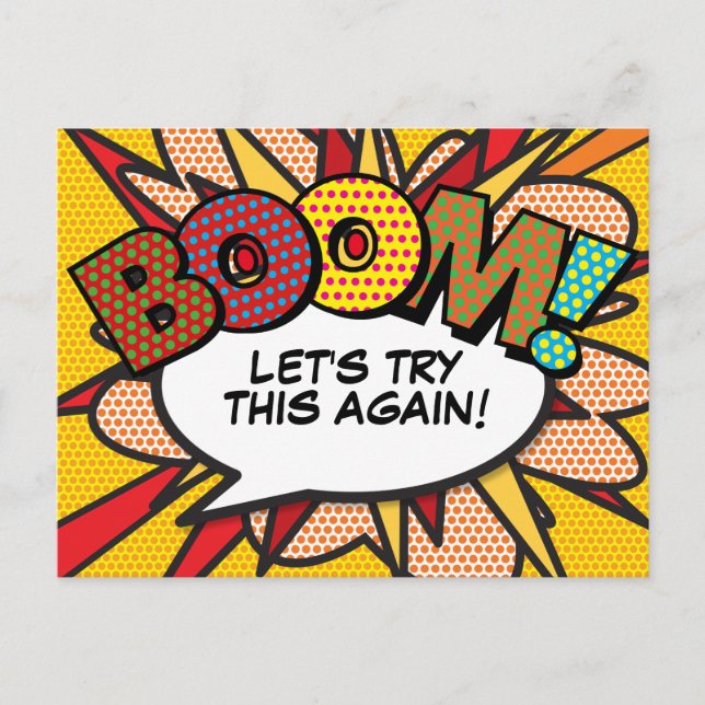 Carte Postale BOOM reporté Changement de date Comic Book Pop Art (Devant)