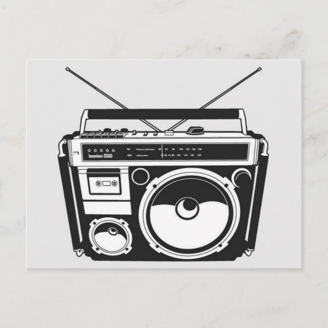 Carte Postale Boombox Grey des années 80 rétro (Devant)