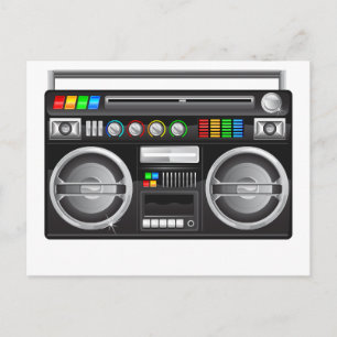 Carte Postale boombox rétro graveur graphique