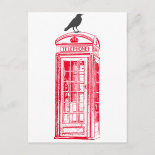 Carte Postale Booth et corbeau rouge vintage
