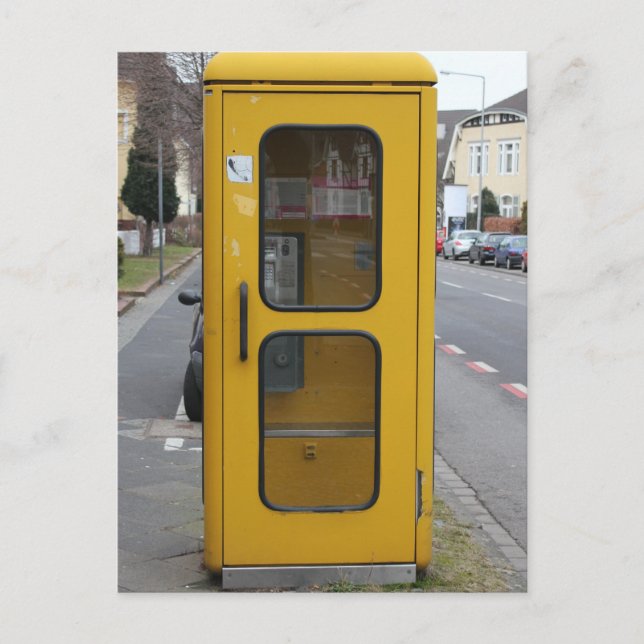 Carte Postale Booth téléphonique jaune allemand Telefonzelle (Devant)