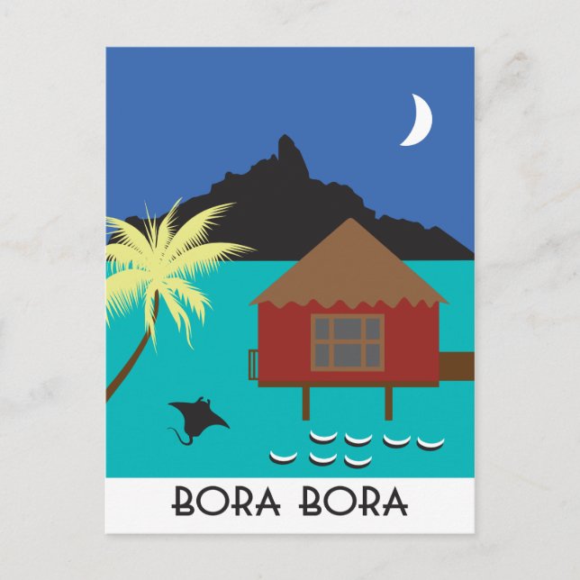 Carte Postale Bora Bora style voyage vintage (Devant)