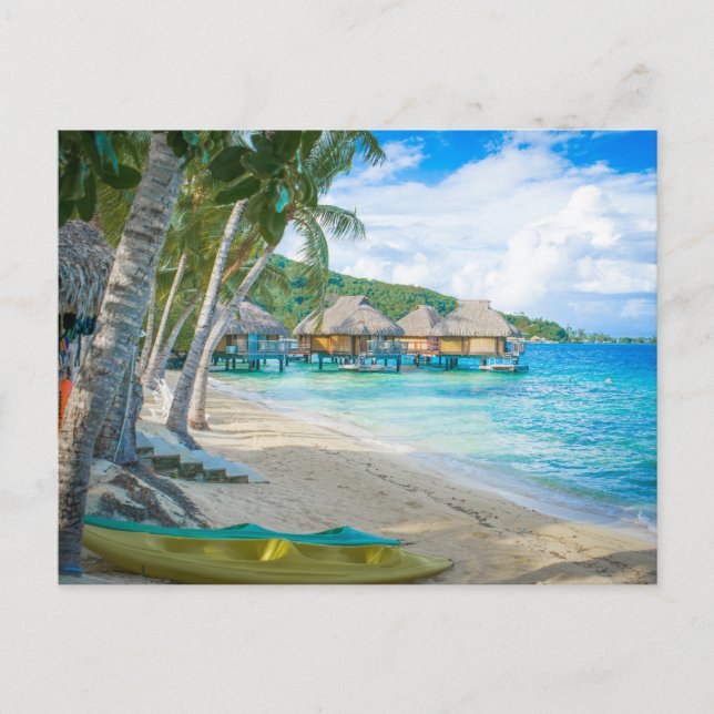 Carte Postale Bora Bora Tahiti Beach Bungalows sur l'eau Océan (Devant)