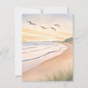 Carte Postale Bord de l'océan Aquarelle lumineuse et aérée