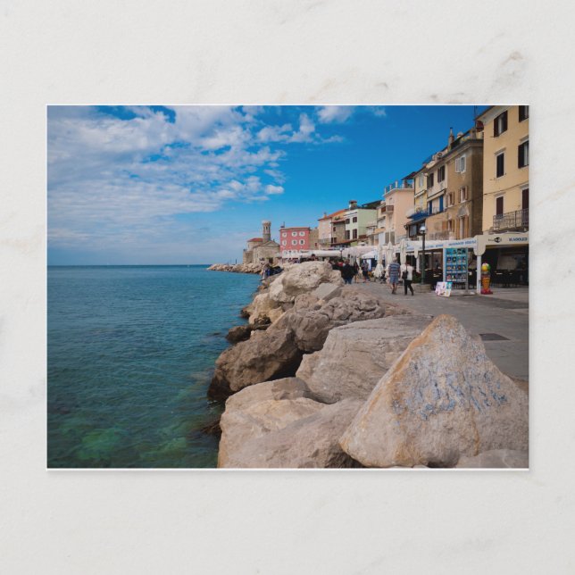 Carte Postale Bord de mer à Piran, Slovénie (Devant)