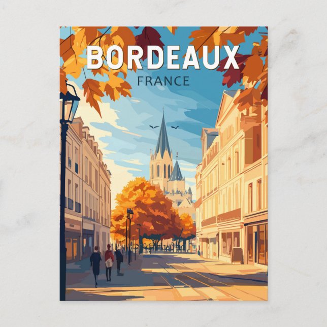 Carte Postale Bordeaux France Vignoble Voyage Art Rétro (Devant)