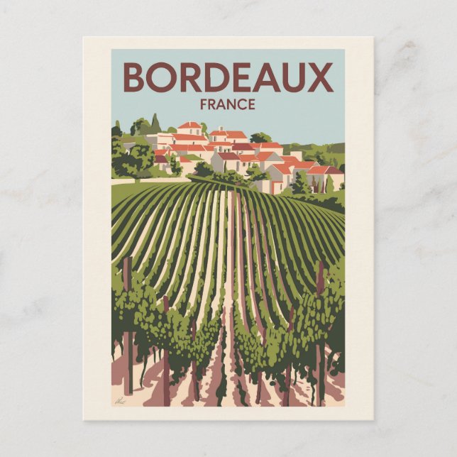 Carte Postale Bordeaux France Vignoble Voyage Art Rétro (Devant)