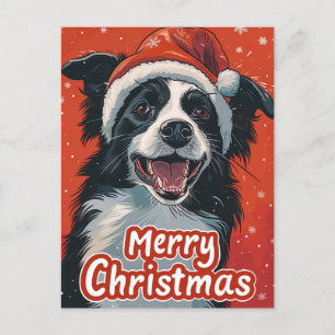 Carte Postale Bordure Collie Joyeux Noël