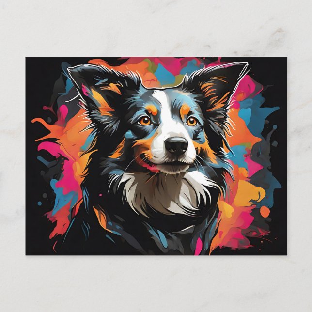 Carte Postale Bordure Collie Pet Vibrant (Devant)