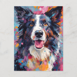 Carte Postale Bordure colorée Collie